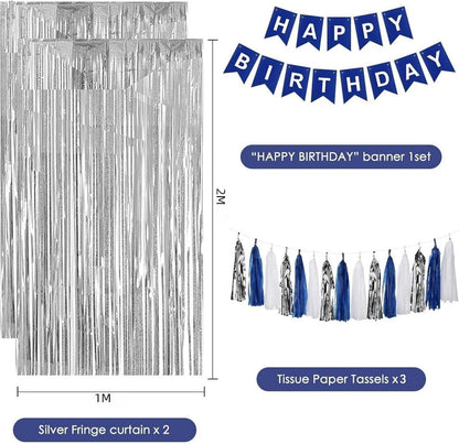 Geburtstagsdeko Blau Silber Party Deko Luftballons Happy Birthday