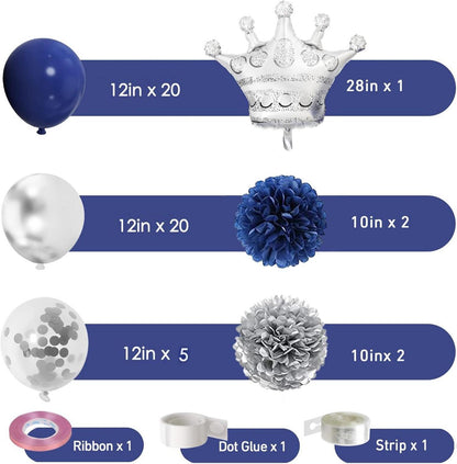 Geburtstagsdeko Blau Silber Party Deko Set Luftballons Happy Birthday Girlande