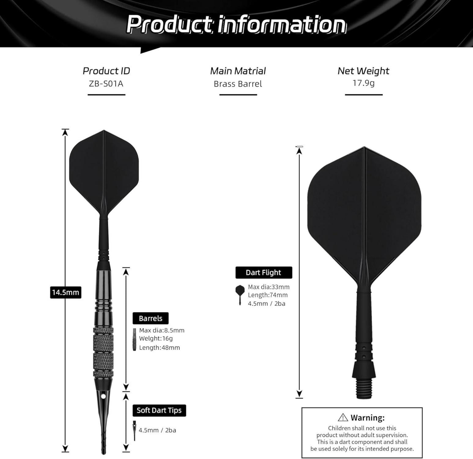 CyeeLife Profi Softdarts Set 12 Stück - Kunststoffspitze