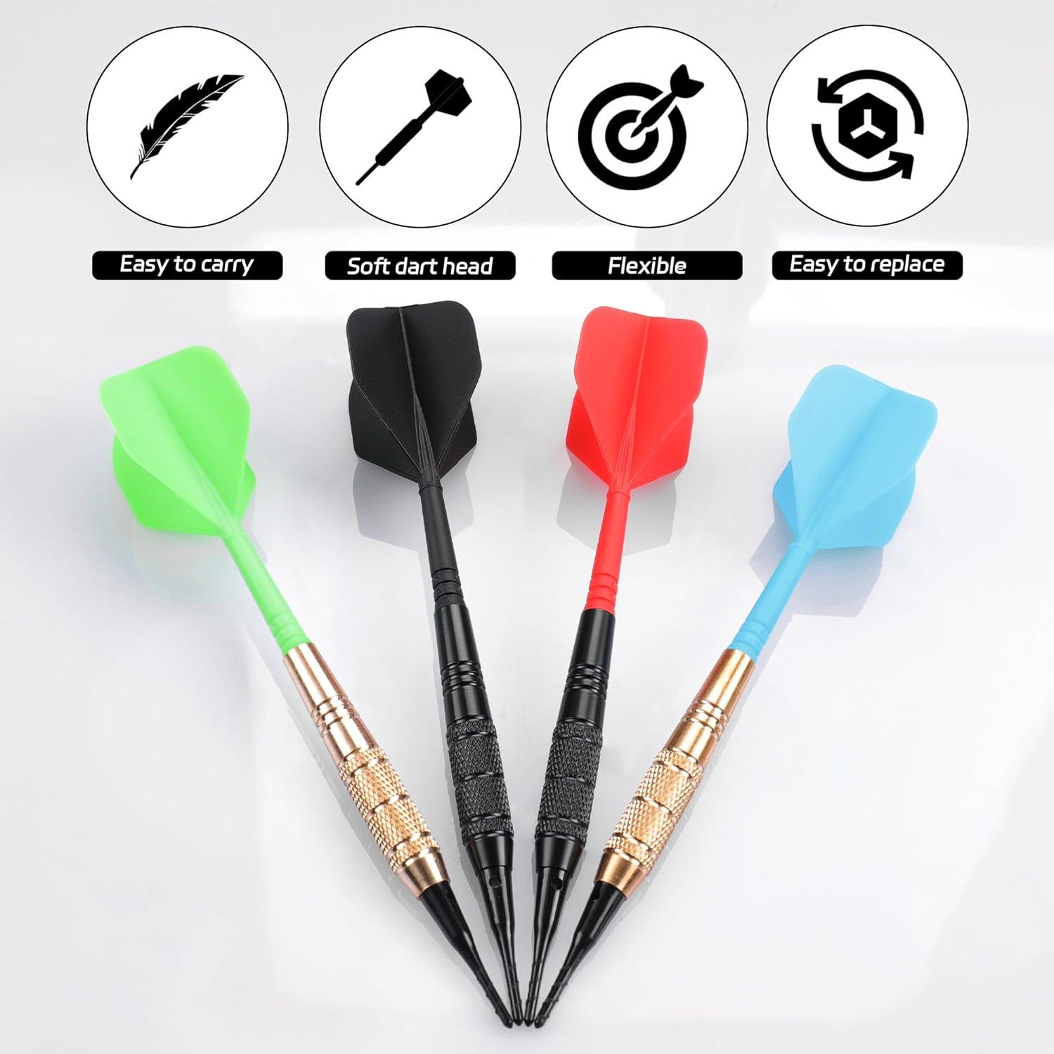 CyeeLife Softdartpfeile mit Kunststoffspitze 12 Stück - 18g Profi Dartpfeile Set