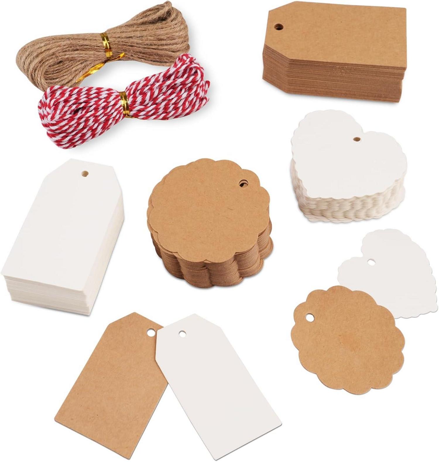 Geschenkanhänger Kraftpapier 200 Stück Beschriftbar mit Schnur