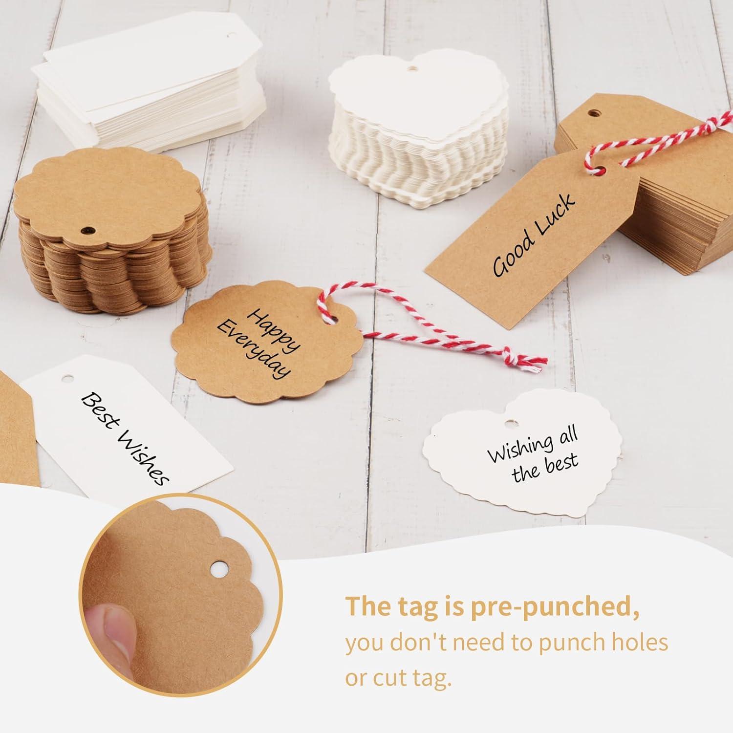 200x Kraftpapier Geschenkanhänger mit Schnur - Hochzeit DIY Handmade
