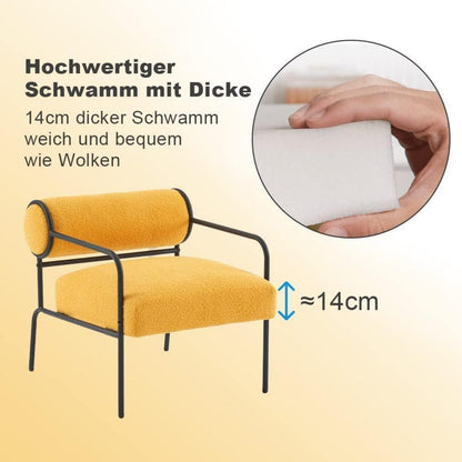 Gelber Lounge-Sessel aus Lammwolle – Bequemer Teddy Sessel für Wohnzimmer