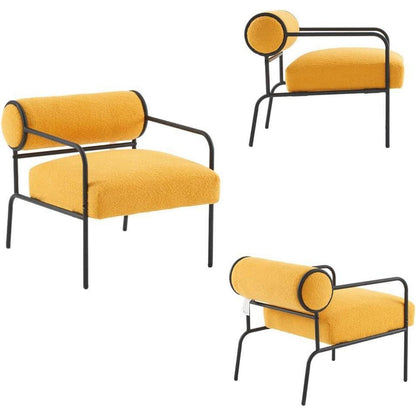 Gelber Lounge-Sessel aus Lammwolle – Bequemer Teddy Sessel für Wohnzimmer