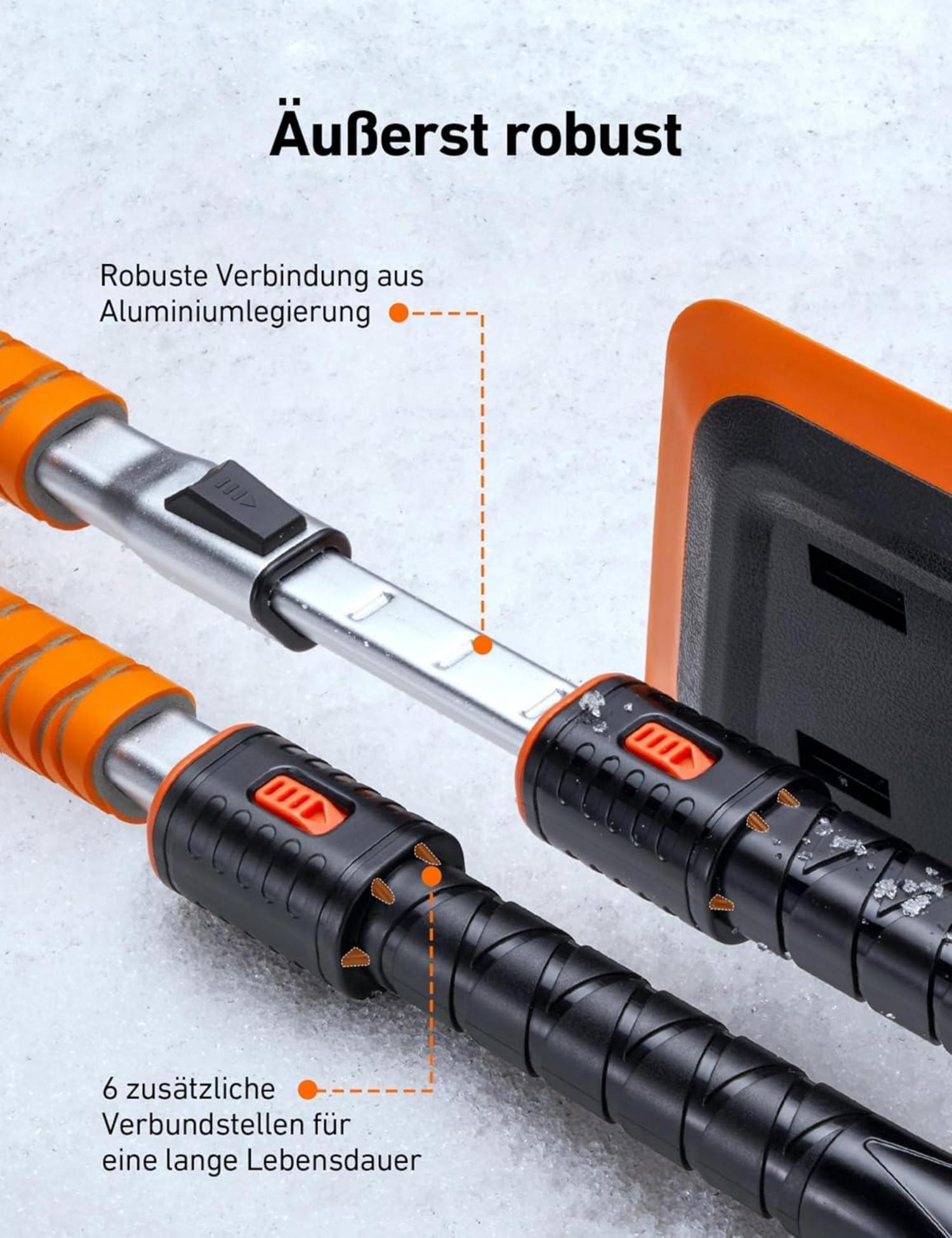 AstroAI 119CM Schneebesen Eiskratzer 2-in-1 Lackschonender Silikonkopf Autopflege