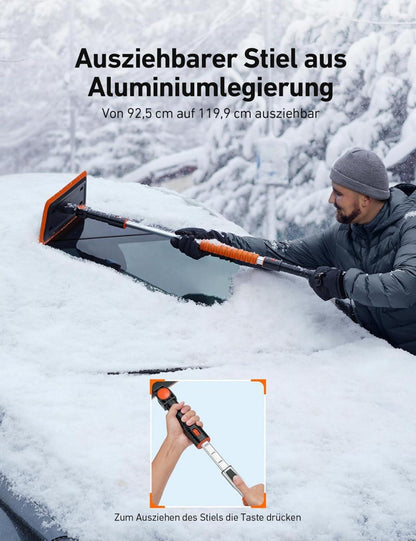 AstroAI 119CM Eiskratzer Schneeschieber Auto ausziehbar_Aluminium_Komfortgriff