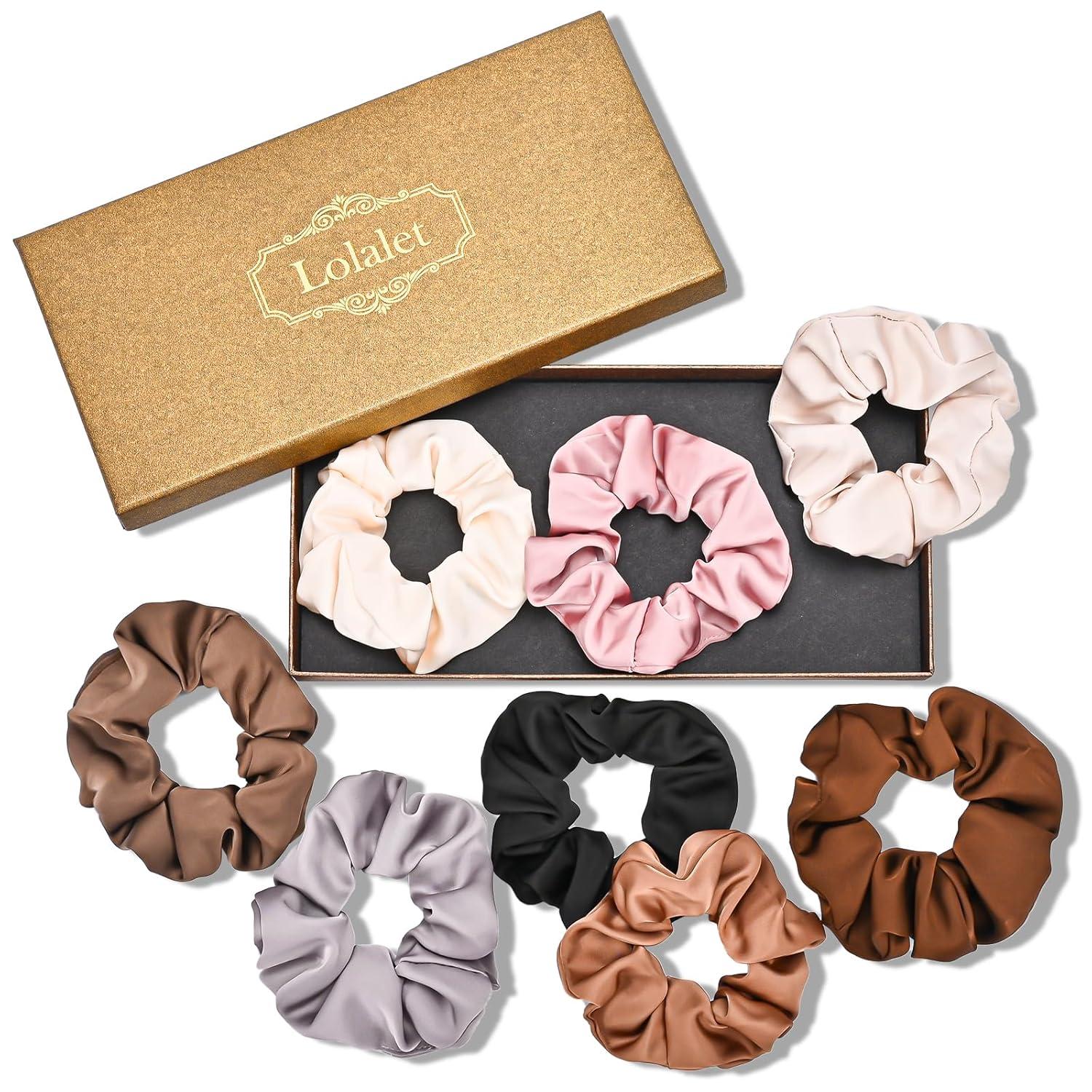 8er Set Satin Haargummis Scrunchies Damen Mädchen Seidige Elastische