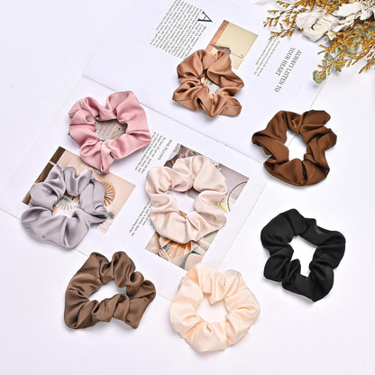 8er Set Seidige Scrunchies Satin Haargummis Damen Mädchen 8 Farben