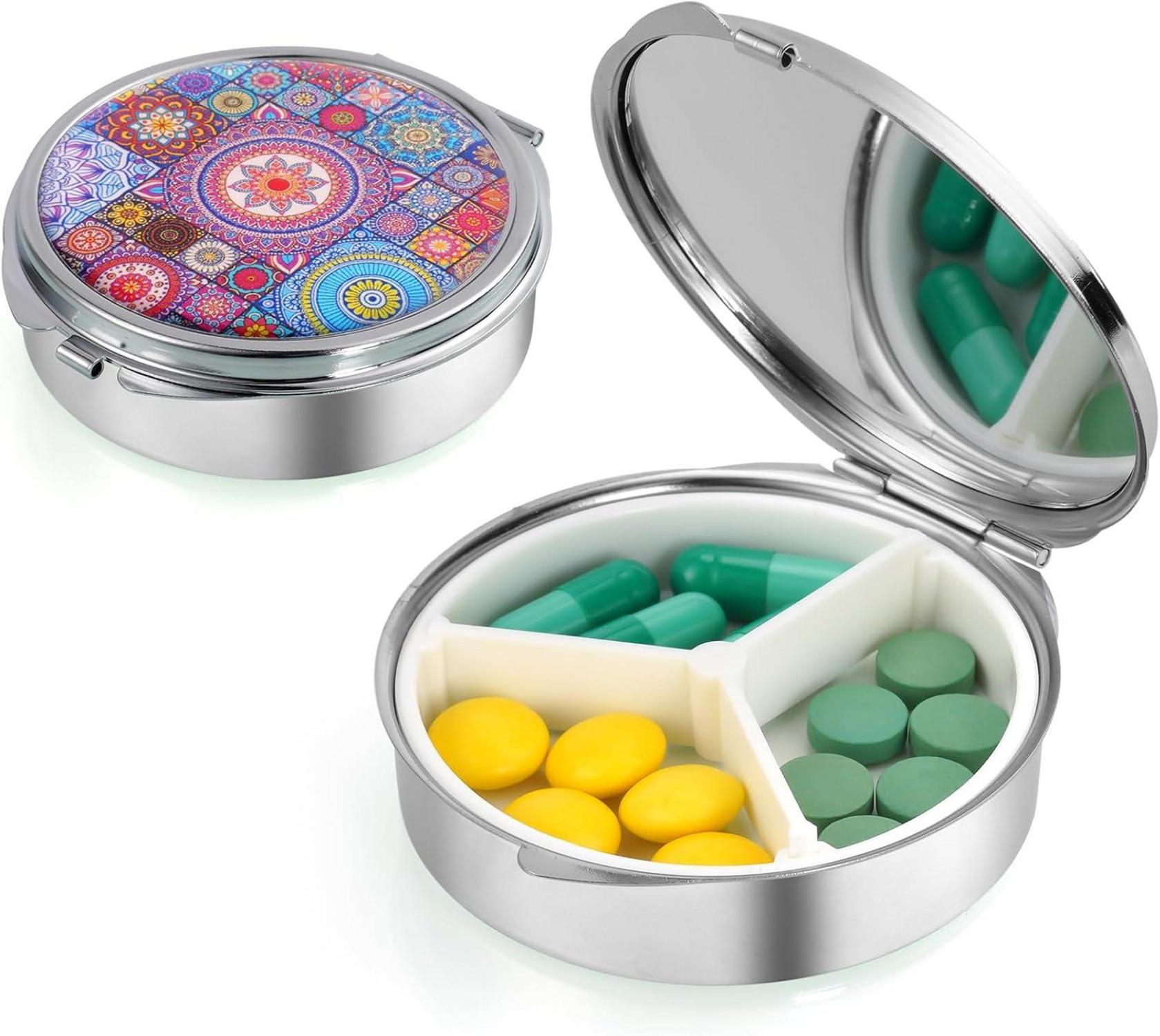 Tablettenbox 7 Tage Medikamentenbox 3 Fächer Spiegel Pillendose BPA