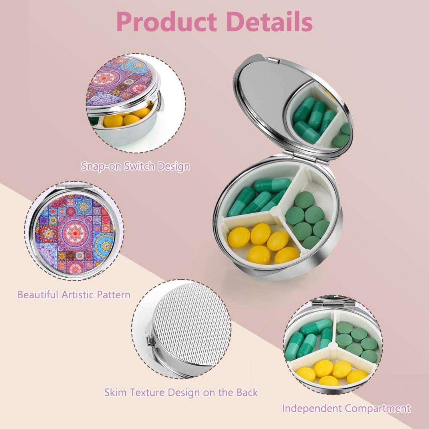 Tablettenbox 7 Tage Medikamentenbox 3 Fächer Spiegel Pillendose BPA