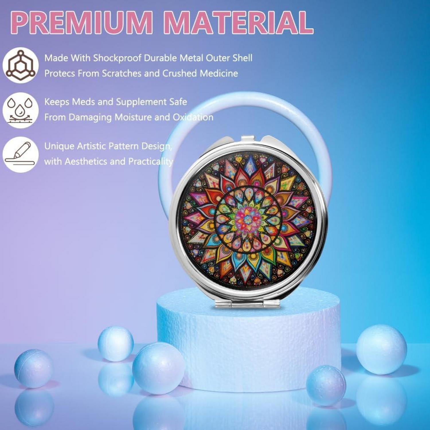 ACWOO Tablettenbox 7 Tage mit Spiegel, Medikamentenbox 3 Fächer, klein & tragbar