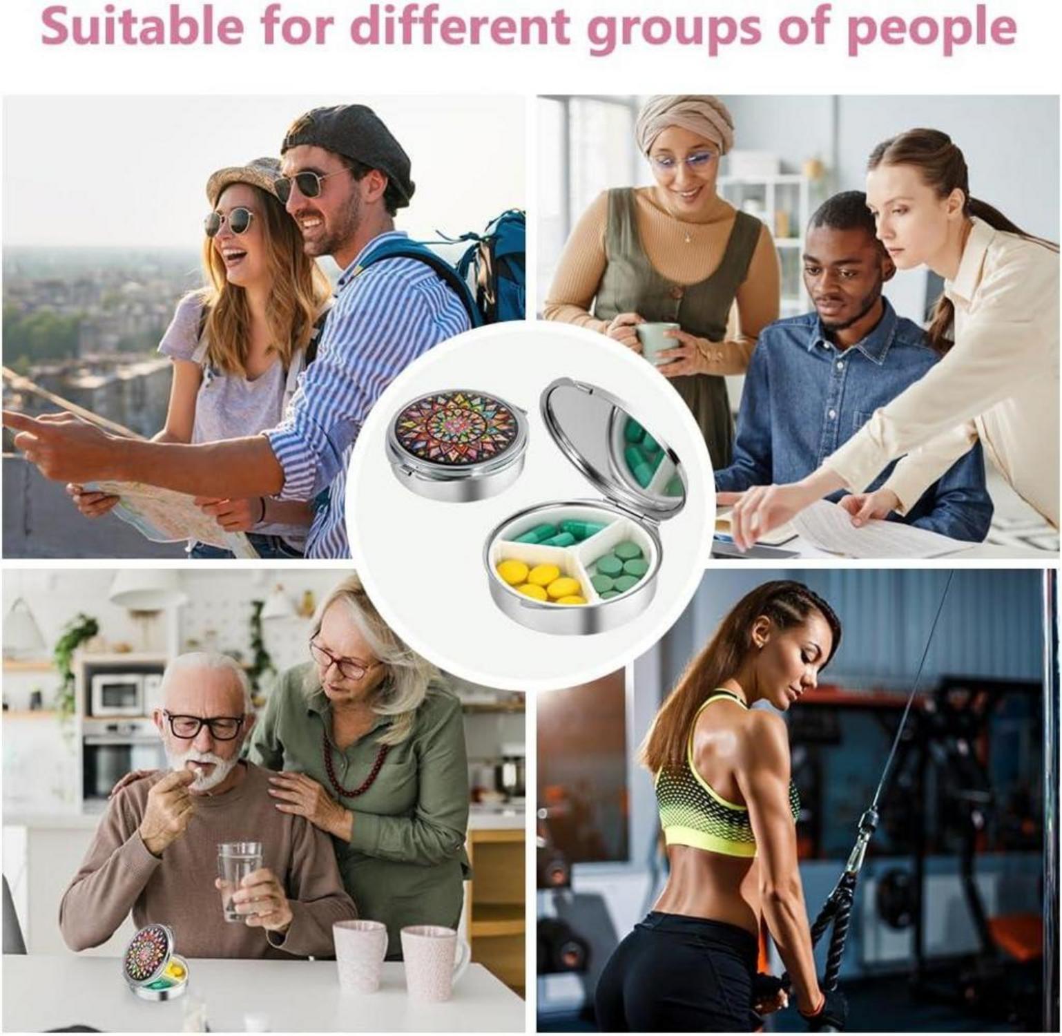 ACWOO Tablettenbox 7 Tage mit Spiegel, Medikamentenbox 3 Fächer, klein & tragbar