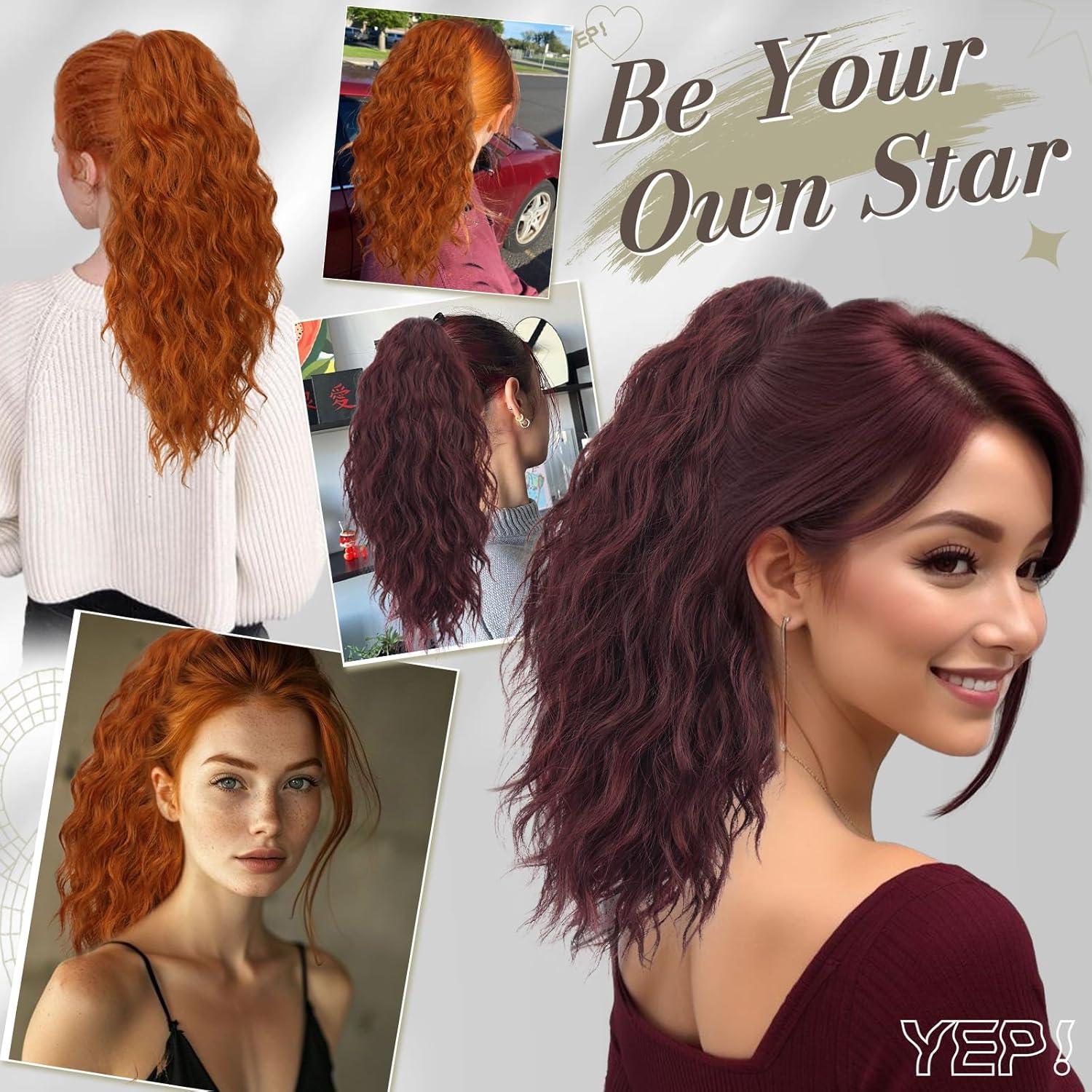 Lockige Clip-in Pferdeschwanz Verlängerung 45 cm Naturhaar Ponytail Extension