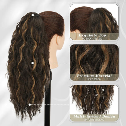 Lockige Clip-in Pferdeschwanz Haarverlängerung 45 cm, Natürliches