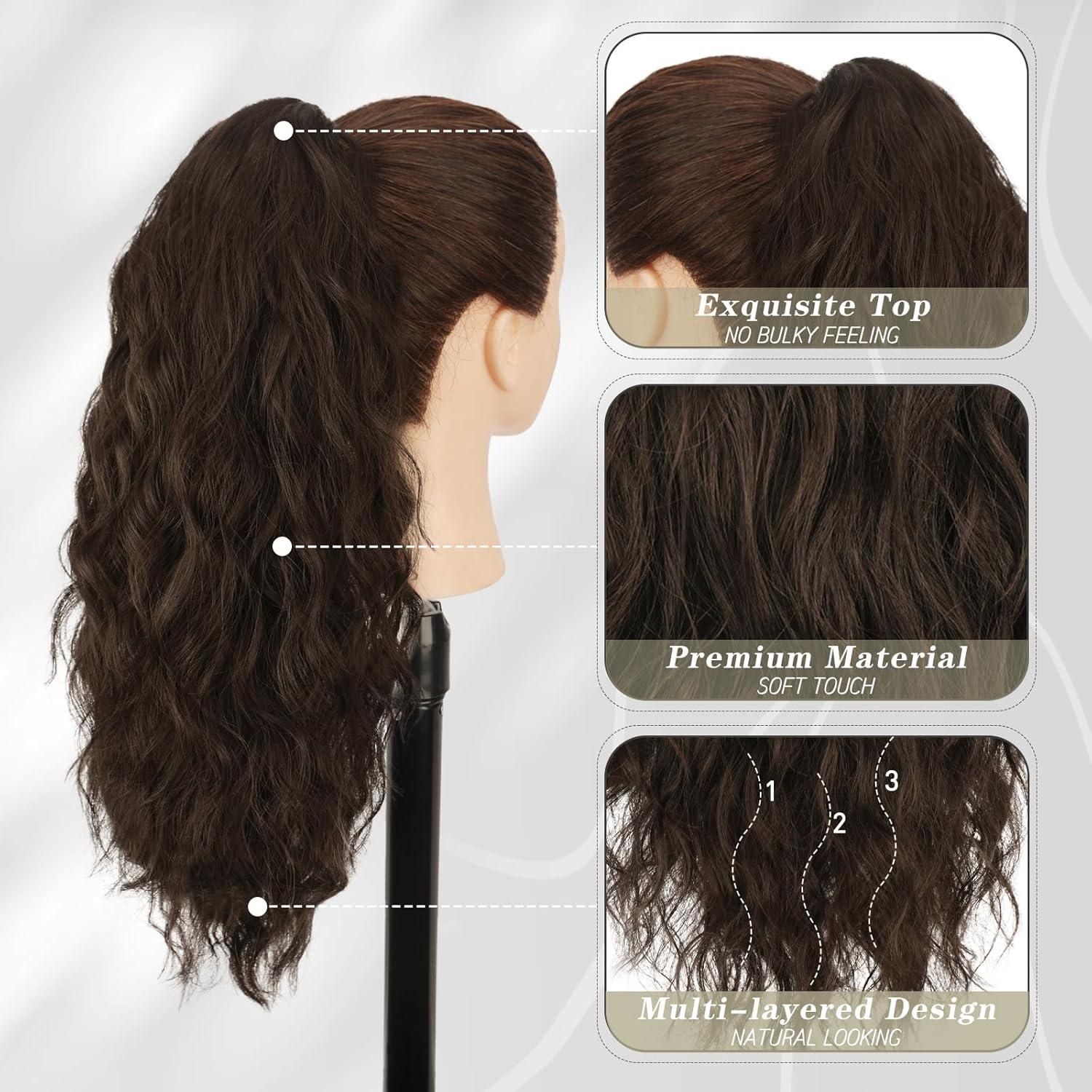 Lockige Clip in Pferdeschwanz Verlängerung 45cm Natürliches Haarteil