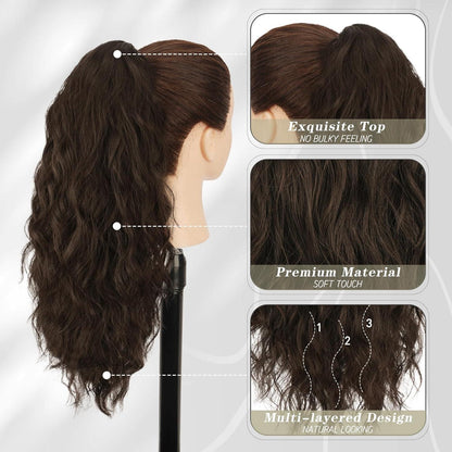 Lockige Clip in Pferdeschwanz Verlängerung 45cm Natürliches Haarteil