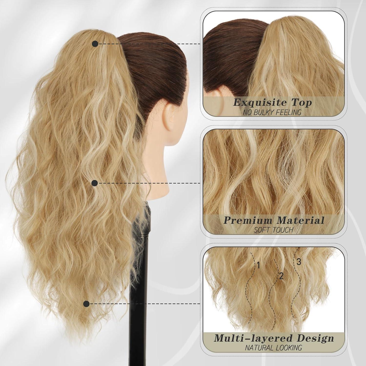 Lockige Pferdeschwanz Haarverlängerung Clip 45cm Naturhaar Frauen