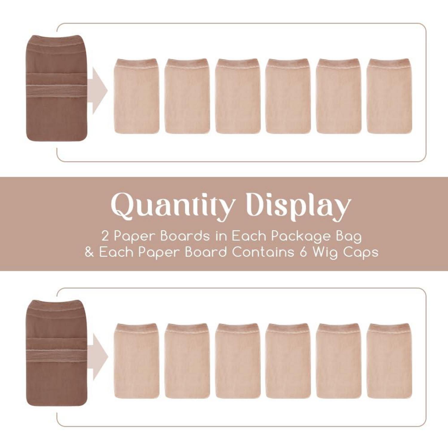 12x Damen Haarnetz Perückenkappe transparent HD Wig Caps Dunkelbraun