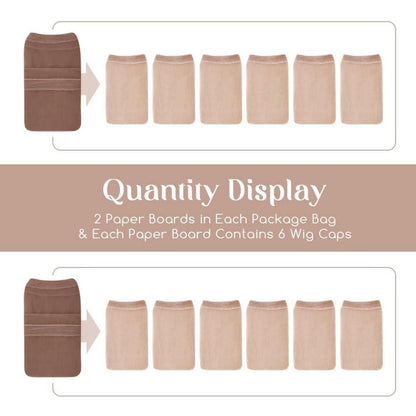12x Damen Haarnetz Perückenkappe transparent HD Wig Caps Dunkelbraun