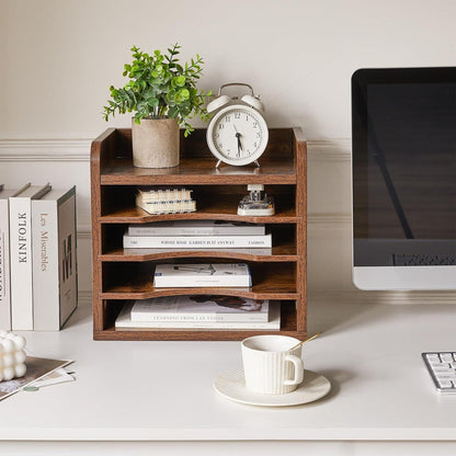 Schreibtisch Organizer Holz A4 Dokumentenablage Aktenmagazinhalter Bücher