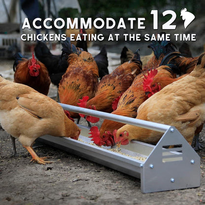 Hühner-Futtertrog mit Querstange, verzinkter Stahl, 114,5cm