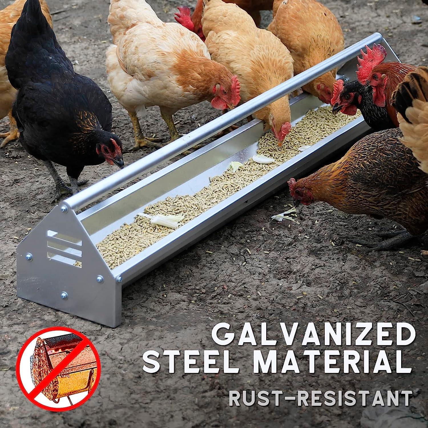 Hühner-Futtertrog mit Querstange verzinkter Stahl 114,5 cm lang