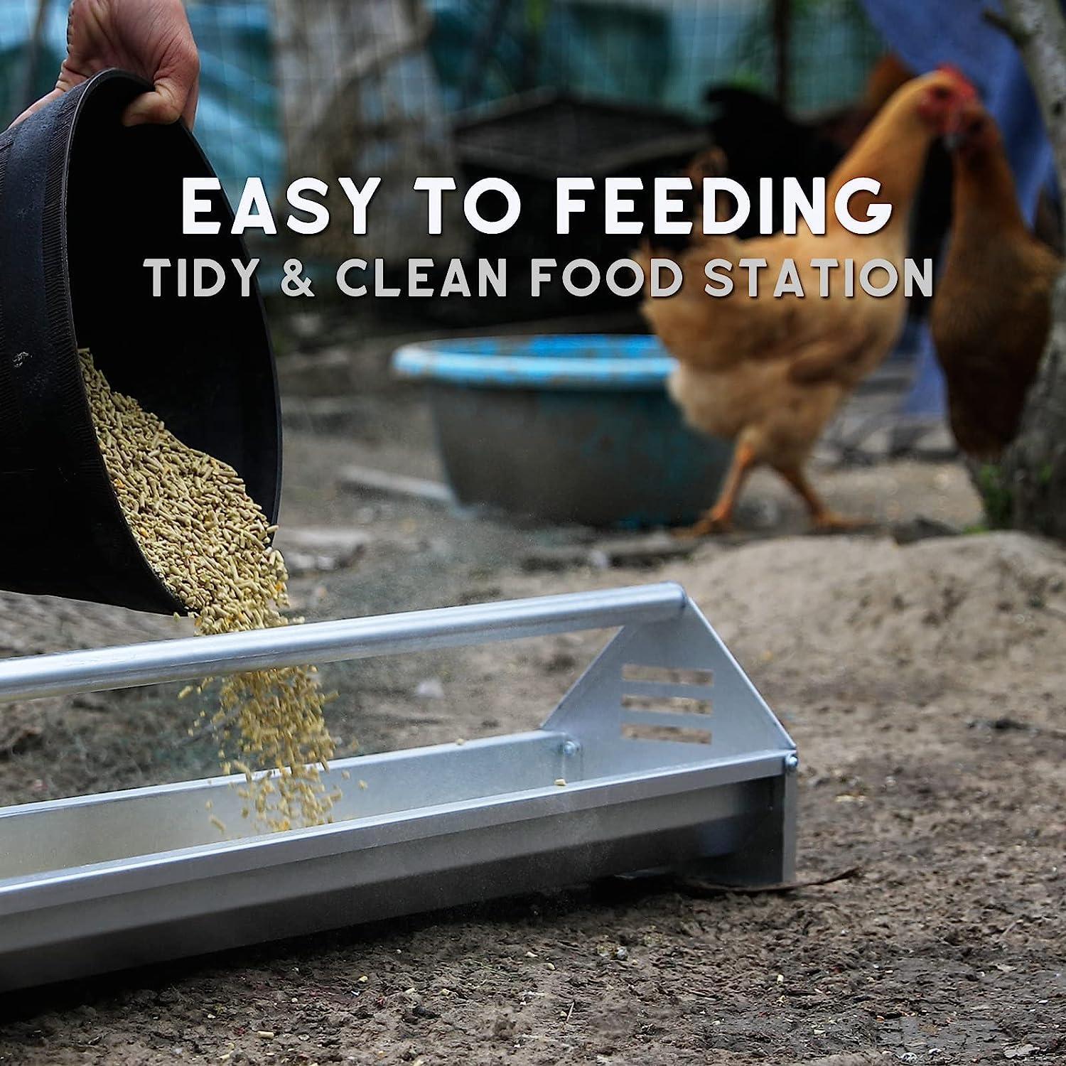 Hühner-Futtertrog mit Querstange 114,5 cm verzinkt robust reinigungsfreundlich #B809A01