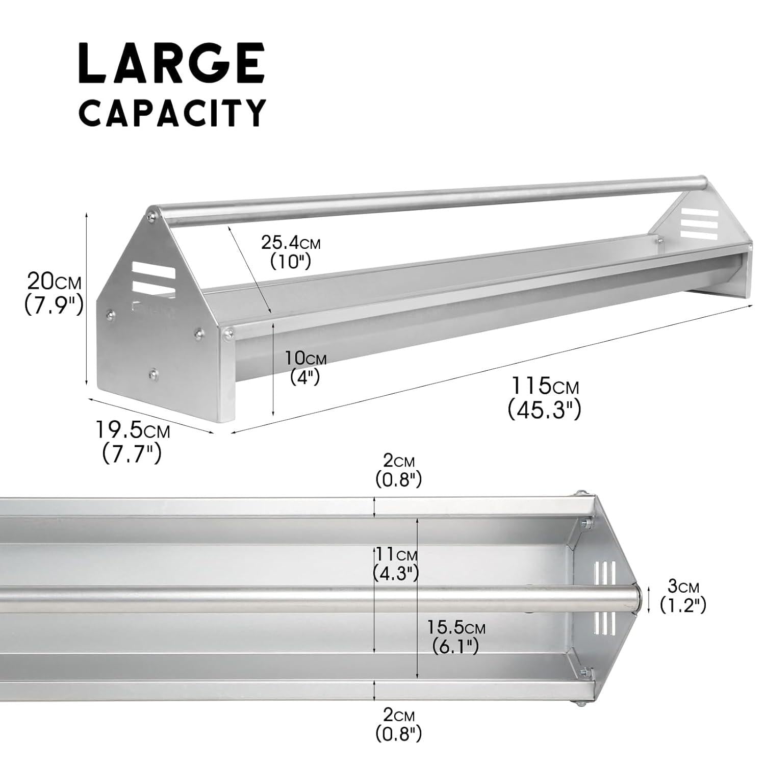 Hühner-Futtertrog 114,5cm verzinkter Stahl robust Kapazität reinigen