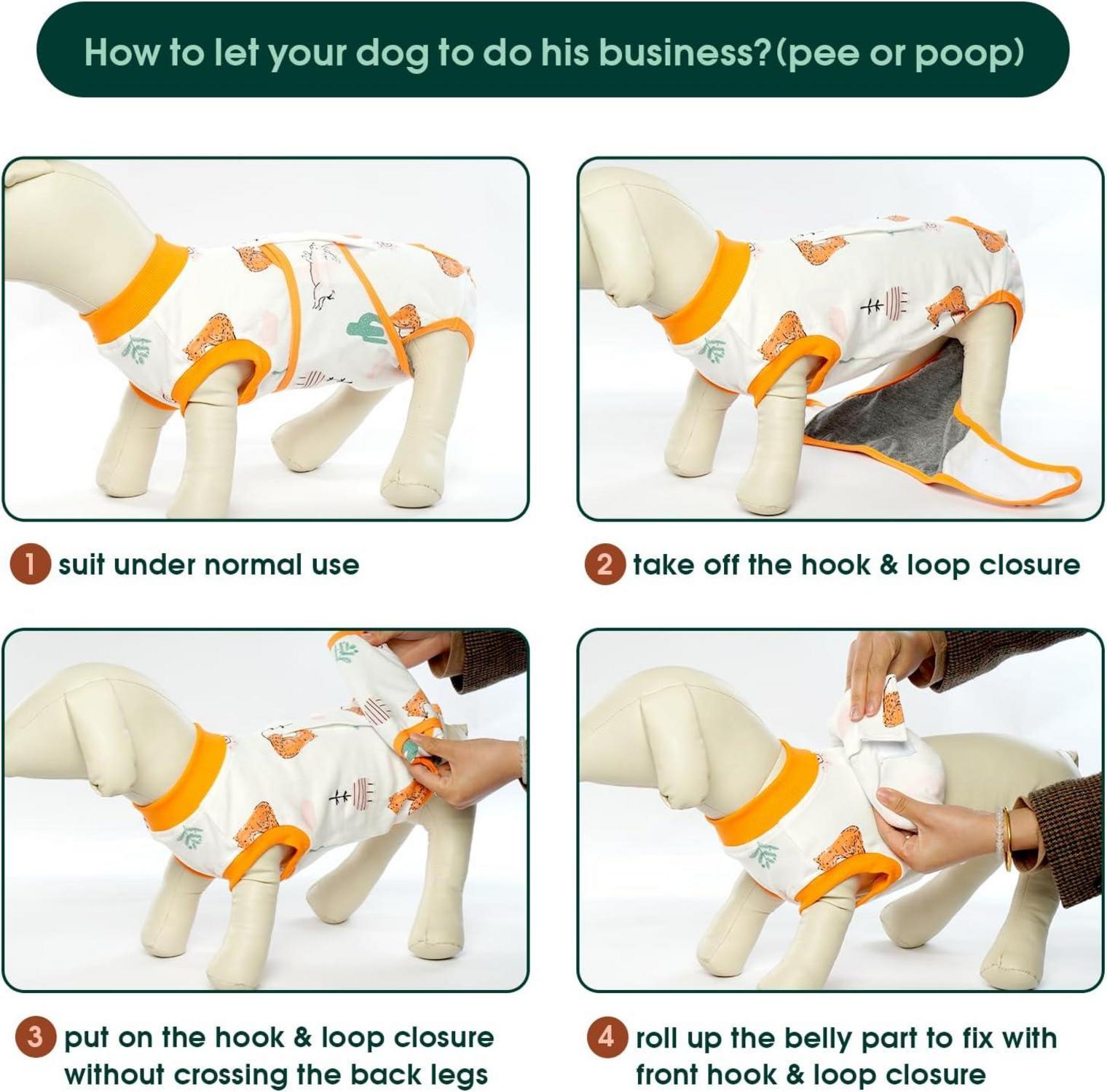 Hundebody nach Op und Kastration, Atmungsaktiv mit Leckschutz, Orange L (1er
