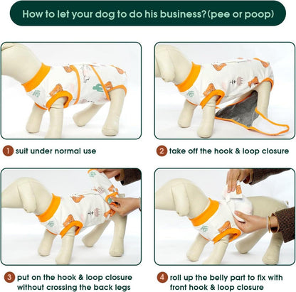 Hundebody nach Op und Kastration, Atmungsaktiv mit Leckschutz, Orange L (1er