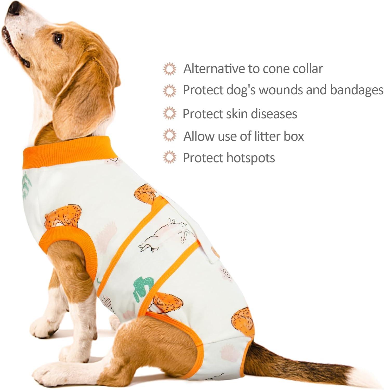 Hundebody nach Op und Kastration, Atmungsaktiv mit Leckschutz, Orange L (1er