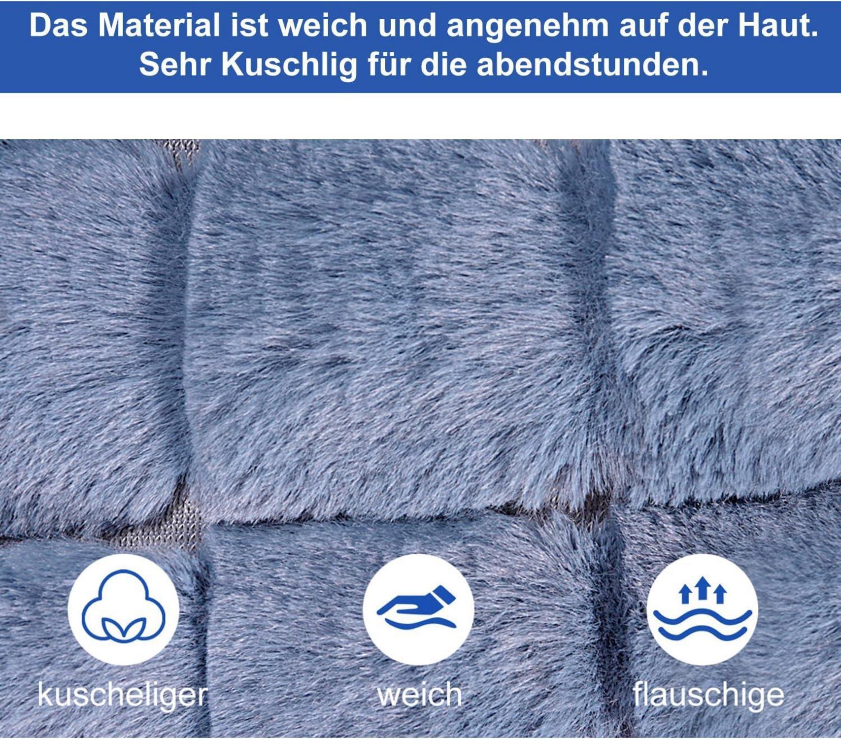 Wärmflasche 2L Naturkautschuk mit Flauschigem Fellbezug Blau