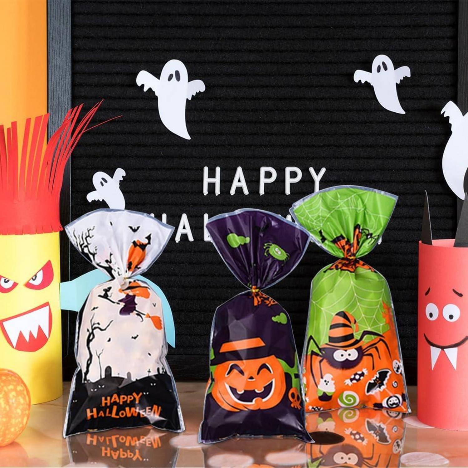 52PCS Halloween Süßigkeiten Tüten Set, Geschenktüten Bunt