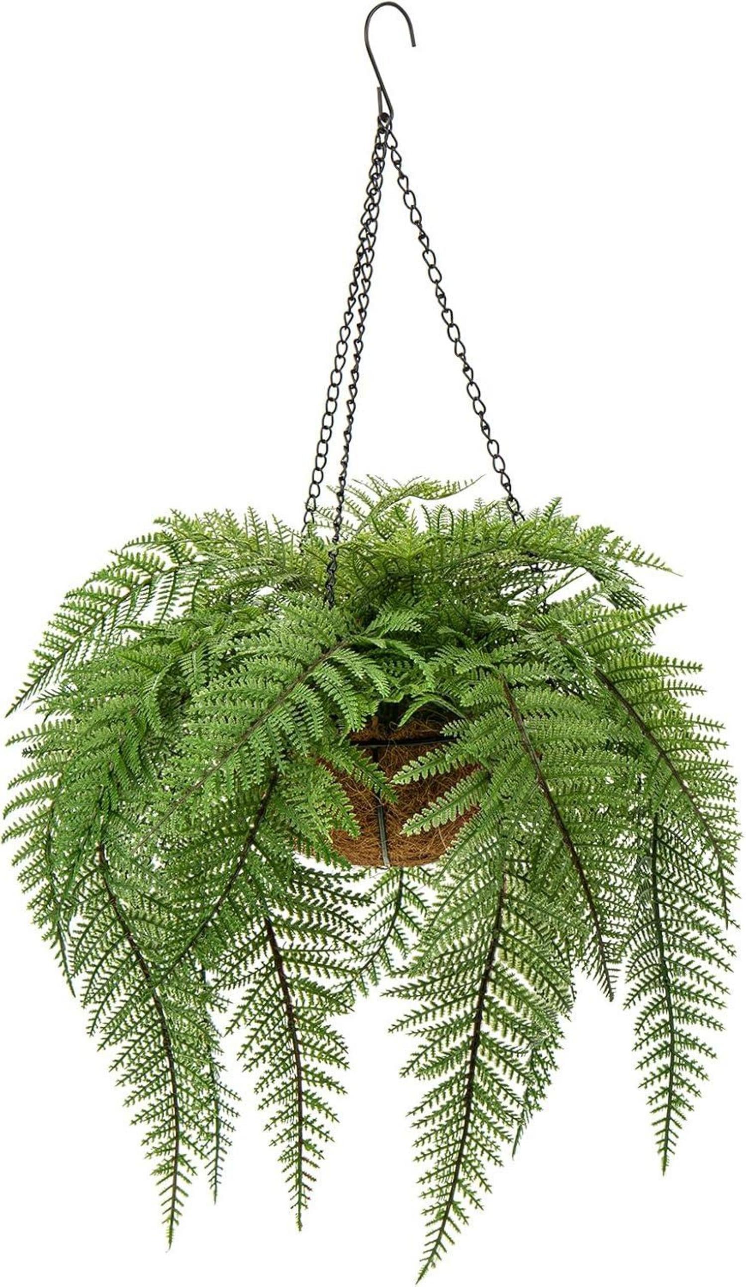 Kunstpflanze Farn Hängekorb Wand Dekoration Grün
