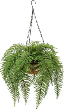 Kunstpflanze Farn Hängekorb Wand Dekoration Grün