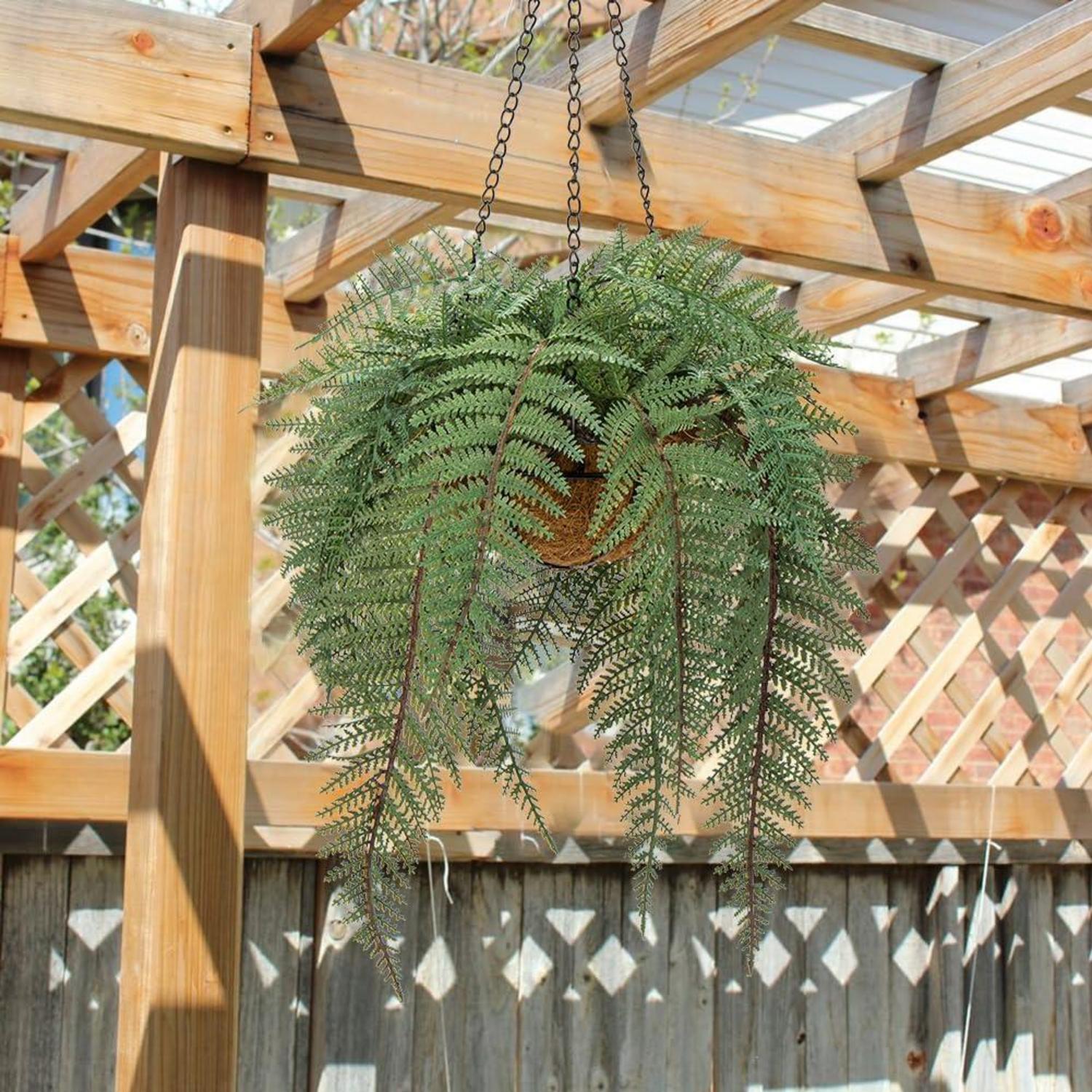 Künstliche Farn Hängepflanze Wand Veranda Dekoration Kunstfarn Dunkelgrün