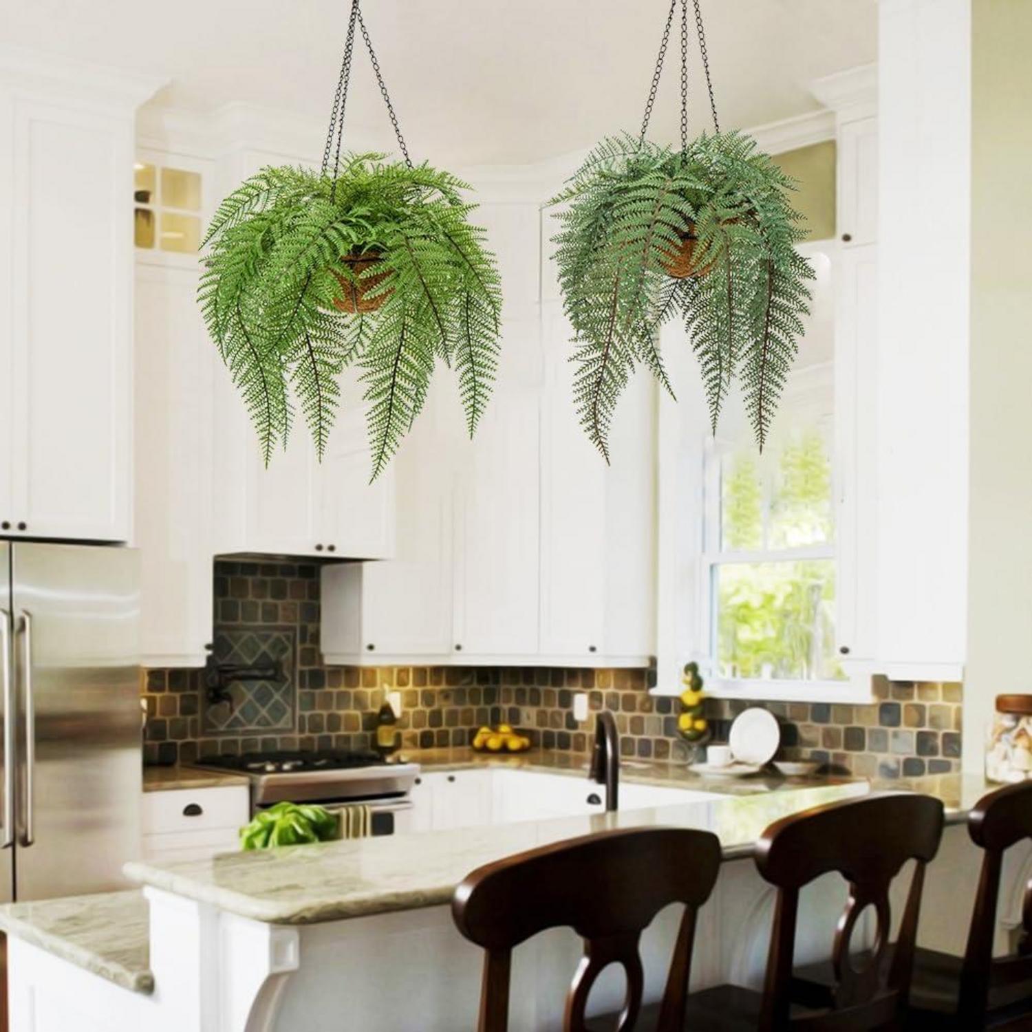 Künstliche Hängepflanze Farn Kunstfarn Wand Veranda Dekoration