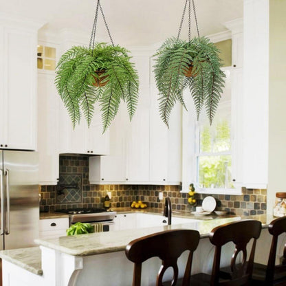 Künstliche Hängepflanze Farn Kunstfarn Wand Veranda Dekoration