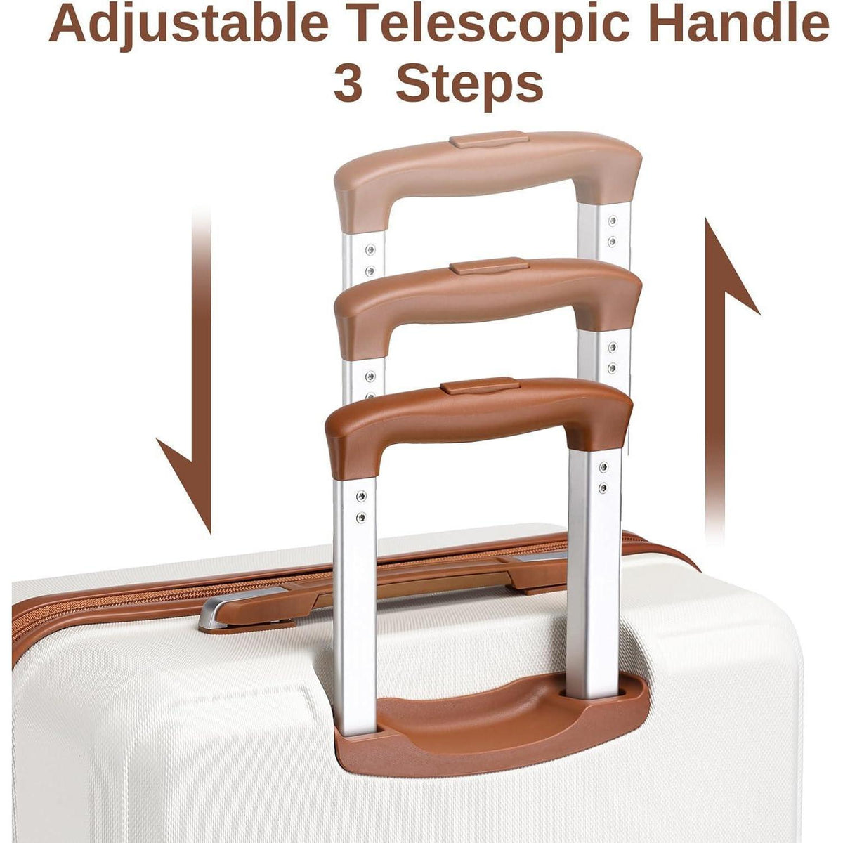 4-teiliges Reisekoffer Set mit TSA-Schloss, 55cm Handgepäck, Creme Weiß