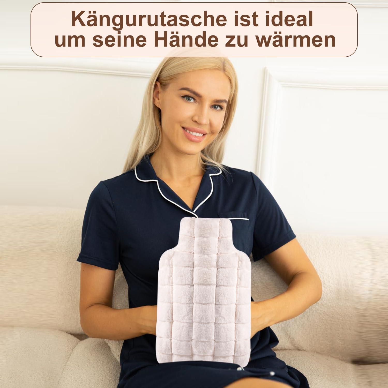 Wärmflasche mit Bezug 2L Groß Naturkautschuk Gummi Handwärmer