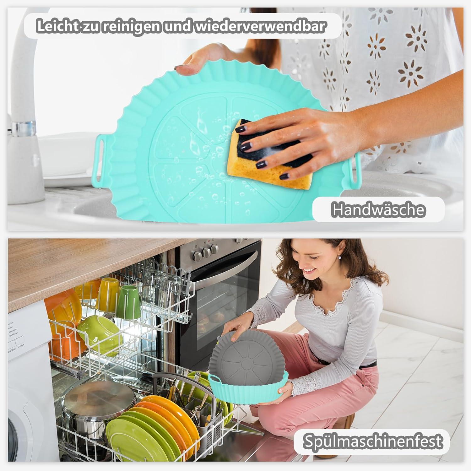 Silikonform Set 8-tlg für Heißluftfritteuse 20cm Airfryer Zubehör Rund