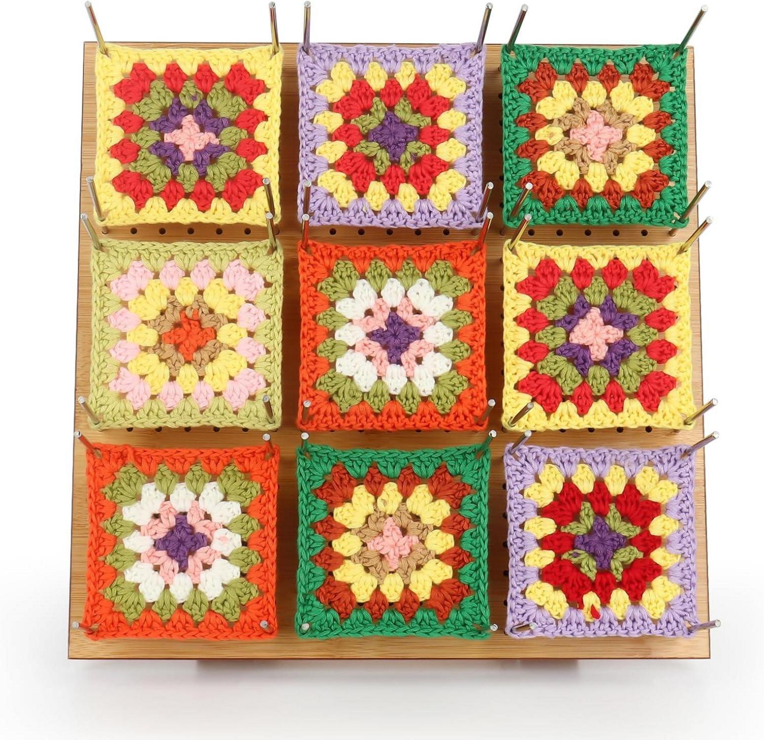 Bambus Blocking Board für Granny Squares 29x29 cm mit 30