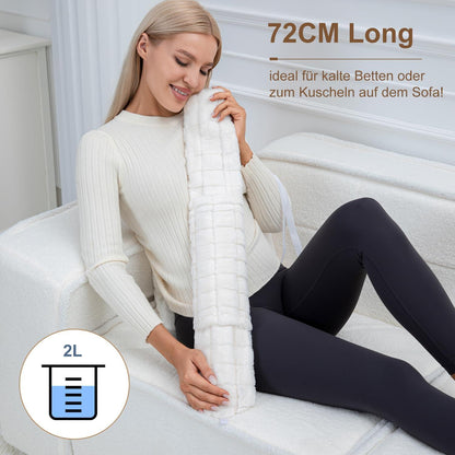 OWOZOI 72cm Wärmflasche XXL mit Gurt und Tasche Bezug 2L Gummi Schlauch