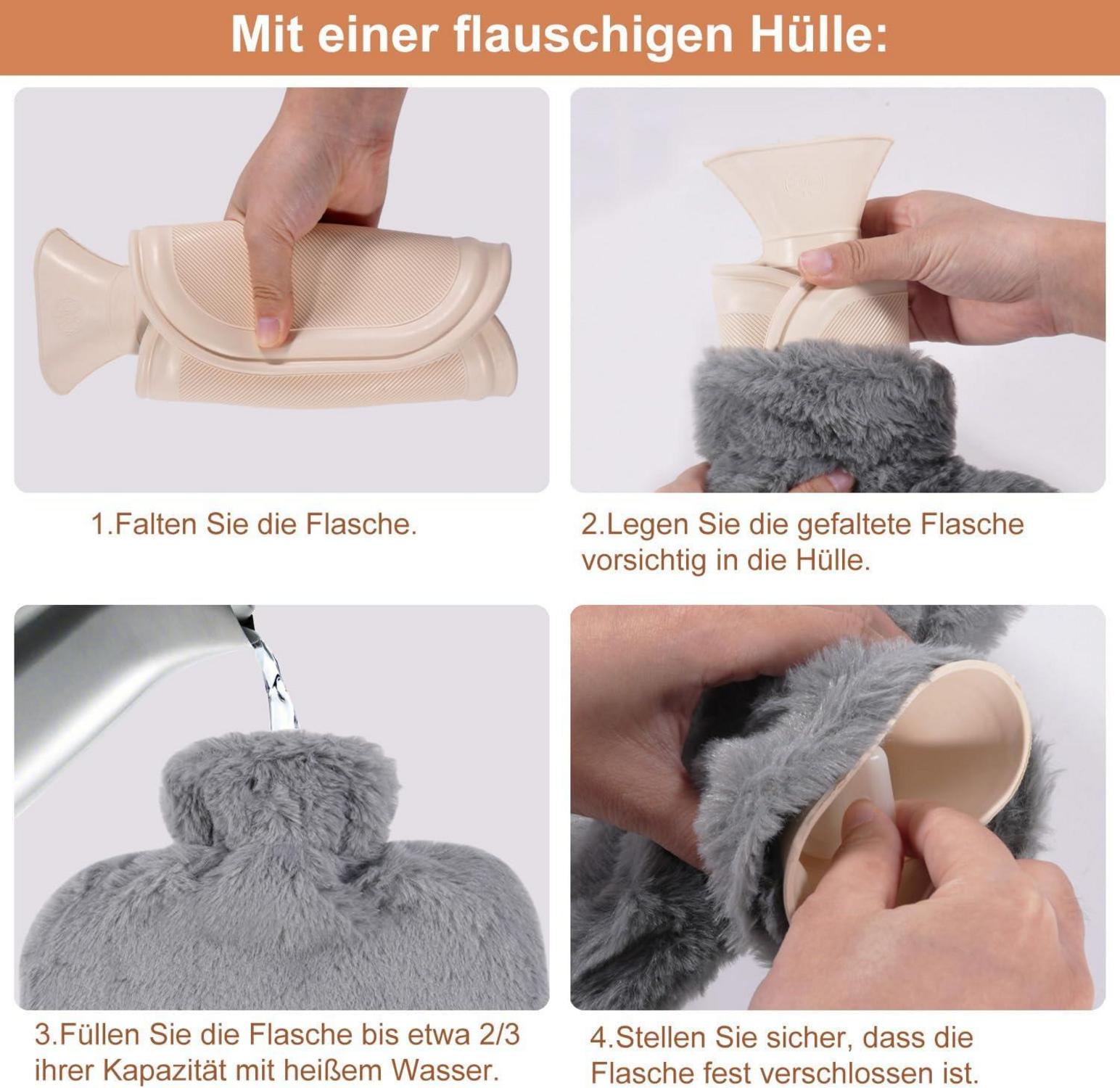 Wärmflaschengürtel 3in1 mit Gürtel, 125cm lang, tragbar, Grau