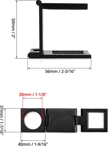 3 Mini klappbare Lupen 10X mit Maßstab und Metallgehäuse