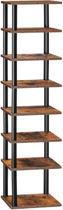 8-lagiges Eckschuhregal Dunkelbraun Schwarz Stabiles Schuhregal