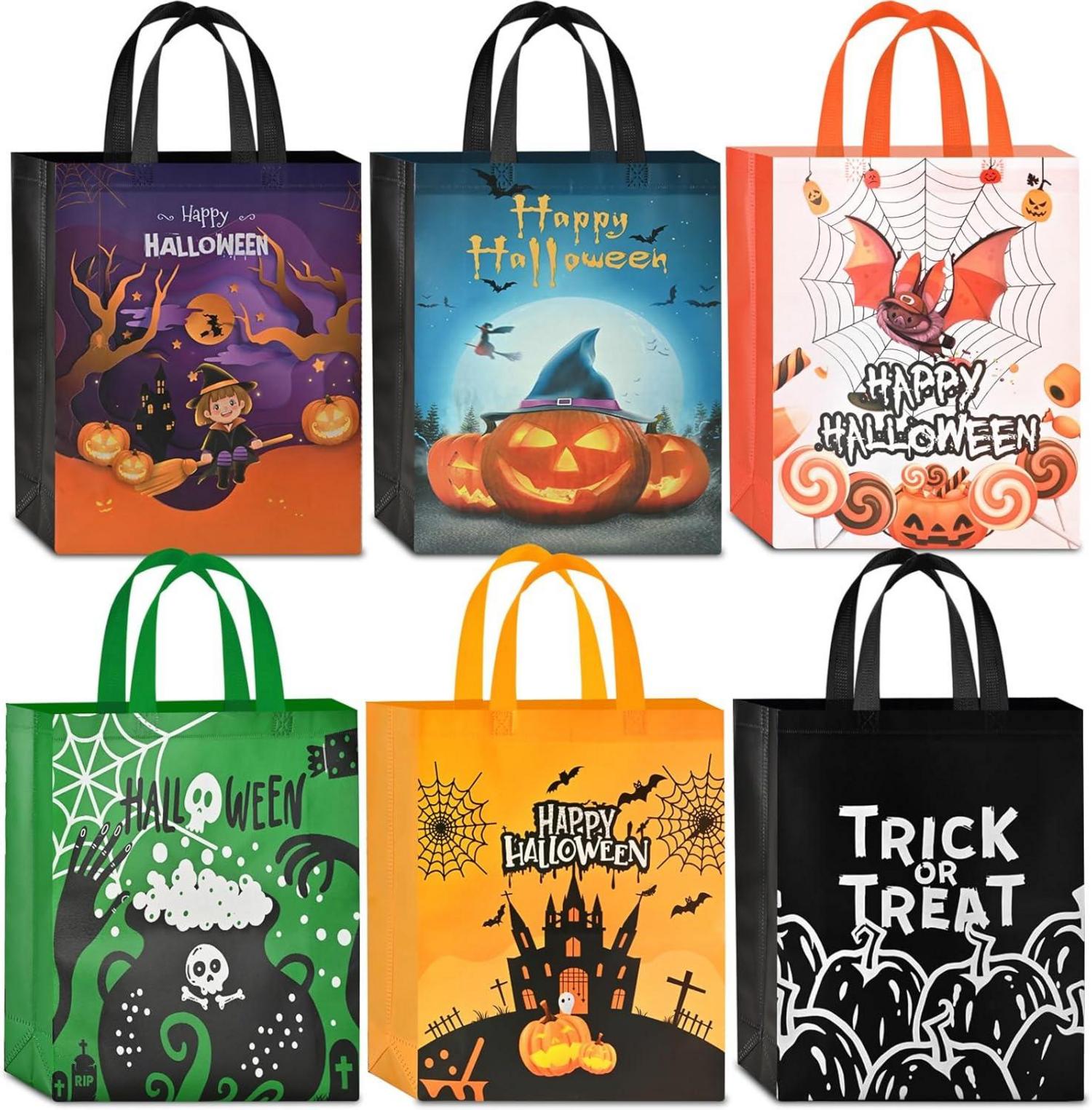 Halloween Geschenktüte Tasche Groß, 6 Stk Trick or Treat Süßigkeiten