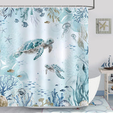Duschvorhang Meeresschildkröte Blauer Ozean 180x200cm Anti-Schimmel