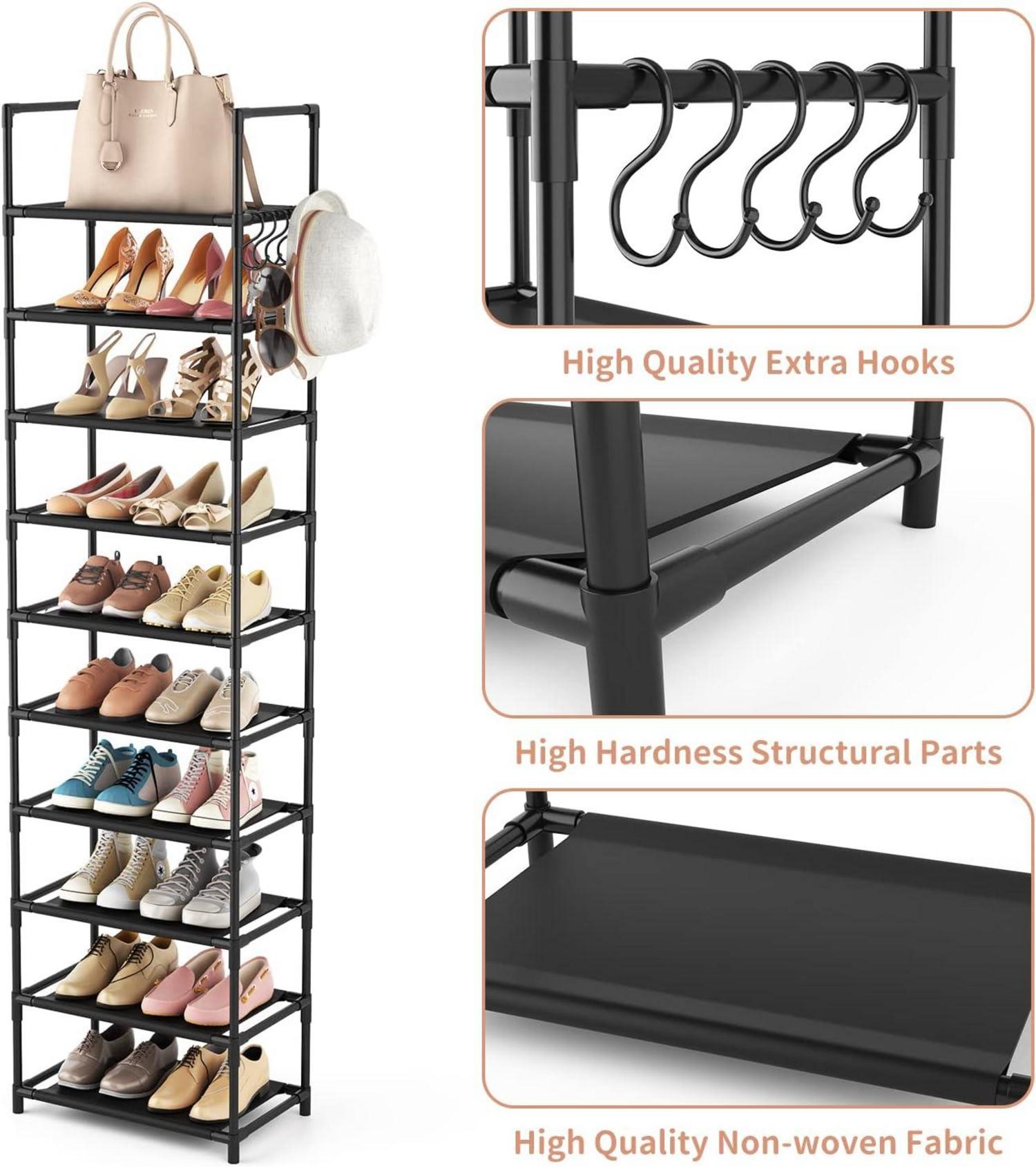 Vicye Schuhregal mit 10 Ebenen, Schuh-Organizer für 20-25 Paar Schuhe, offener Schuhschrank hoch, Schuhständer