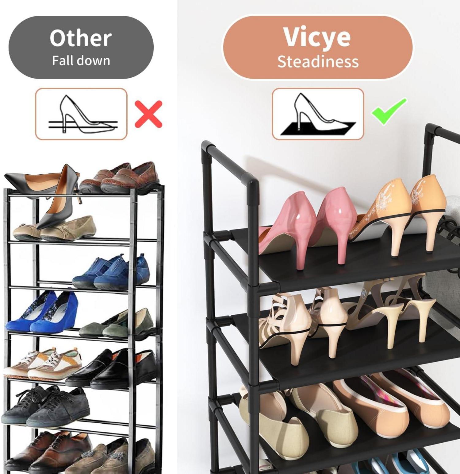 Schuhregal mit 10 Ebenen für 20-25 Paar Schuhe, offener Schuhschrank